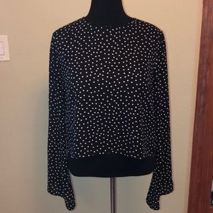 Forever 21 black and white polka dot crop blouse